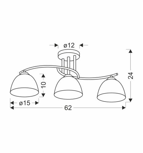 Lampa sufitowa Gracja czarny perłowy 3x40 E27 klosz biały