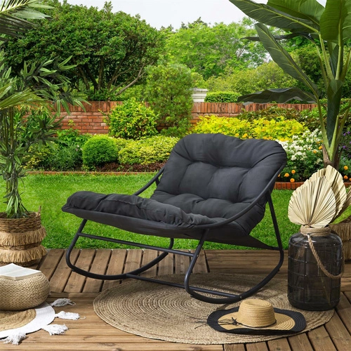 Fotel ogrodowy bujany Tenerife czarny