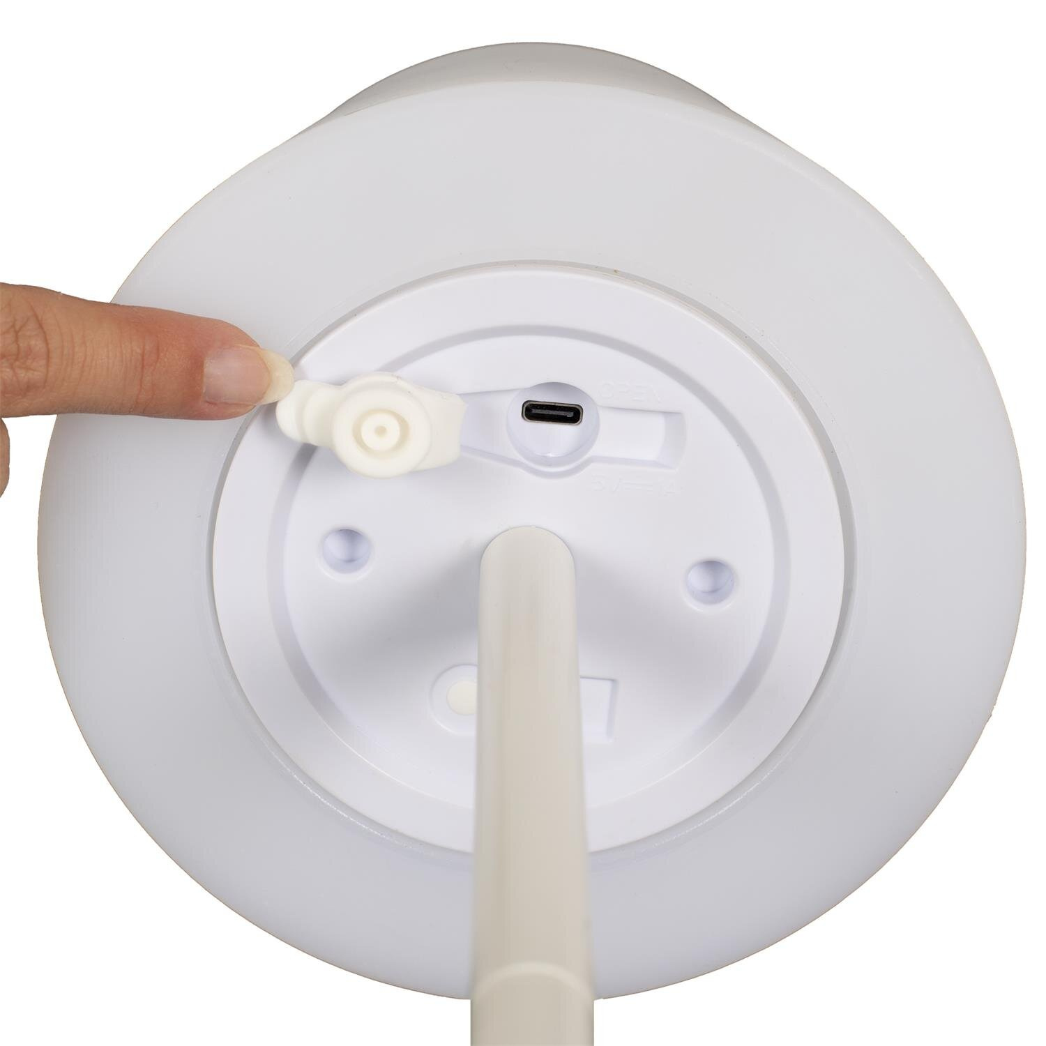 Intesi nowoczesna biała lampa stołowa LED USB bezprzewodowa do salonu i na taras