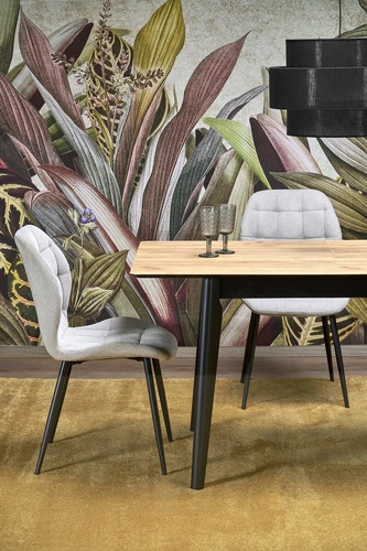 Stół rozkładany do jadalni Ambyl dąb wotan czarny nowoczesny 140-180 cm Intesi