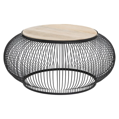 Zestaw 2 okrągłych stolików kawowych Esther do salonu loft drewniany mango czarny Atmosphera