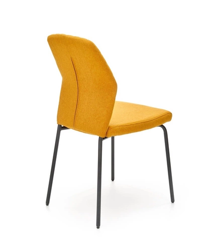 Krzesło tapicerowane Honorine żółte do jadalni nowoczesne z czarnymi nogami Intesi