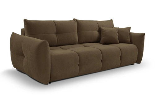 Sofa rozkładana 3 osobowa z funkcją spania i pojemnikiem Bode brązowa do salonu