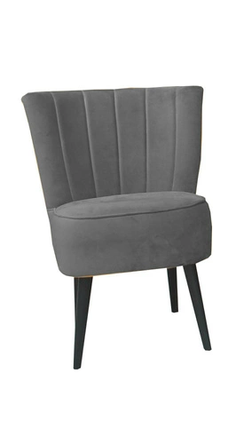 Fotel kubełkowy Sally szary nowoczesny do salonu na wysokich nogach wygodny Intesi