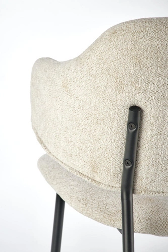 Krzesło Paupe tapicerowane beżowe do jadalni i salonu nowoczesne na czarnych nogach Intesi