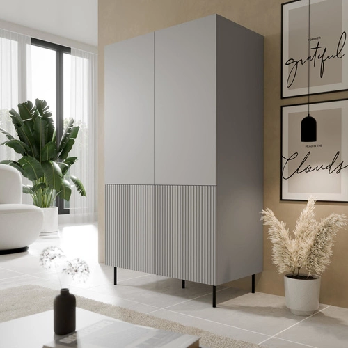 Szafa Harbin nowoczesna szara czarna z półkami do sypialni i garderoby 80x54 cm