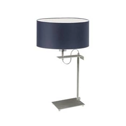 Lampka nocna Alaska nowoczesna z granatowym abażurem i srebrną podstawą do sypialni LYSNE