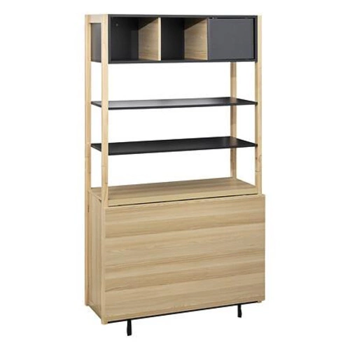 Regał na książki Extensio nowoczesny loftowy z zamykanymi półkami i funkcją biurka 180 cm