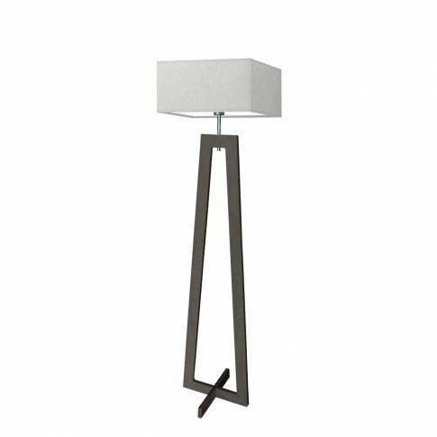Lampa podłogowa JAWA abażur jasny szary stelaż hebanowy