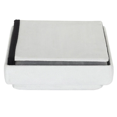 Pufa Legina szara ze schowkiem na zabawki, aksamitna do pokoju dziecięcego, kwadratowa Intesi