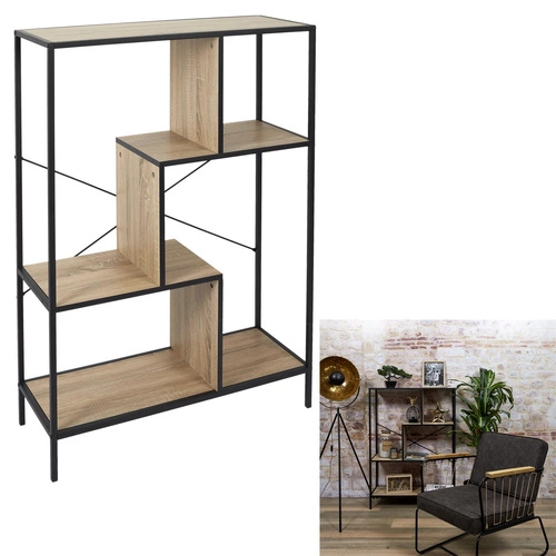 Regał loftowy Rack M Intesi na książki i dekoracje do salonu metalowy czarny 80 cm