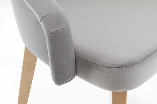 Krzesło tapicerowane welurowe Alain Intesi do jadalni szare z podłokietnikami drewniane