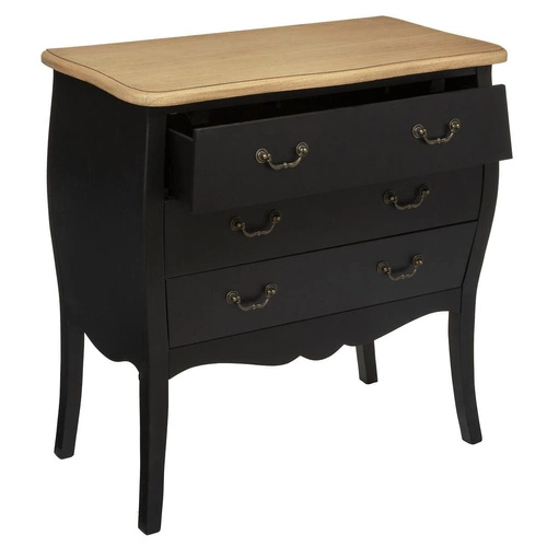 Komoda Chrysa czarna z szufladami glamour na nóżkach 74 cm do sypialni Atmosphera