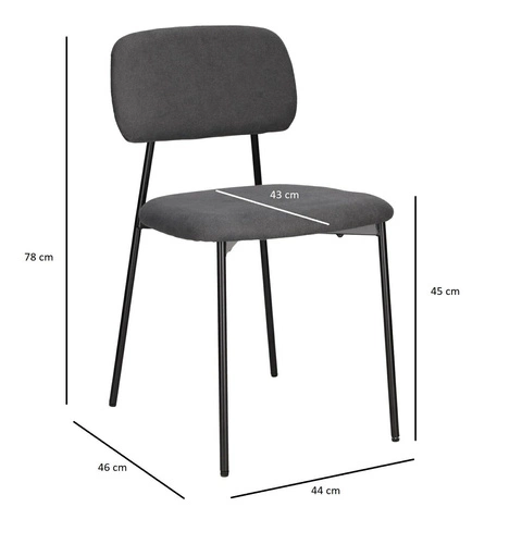 Krzesło tapicerowane Esther szare jasne do jadalni nowoczesne skandynawskie na metalowych nogach