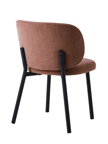 Krzesło tapicerowane Naws różowe do jadalni i salonu nowoczesne na czarnych nogach