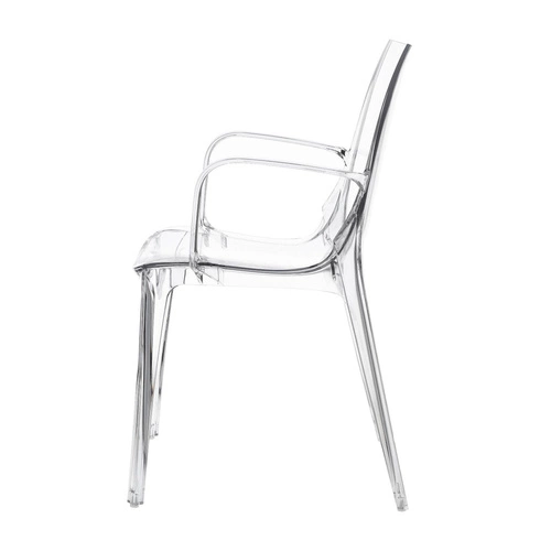 Krzesło Vanity SCAB Design transparentne do jadalni nowoczesne sztaplowane z podłokietnikami