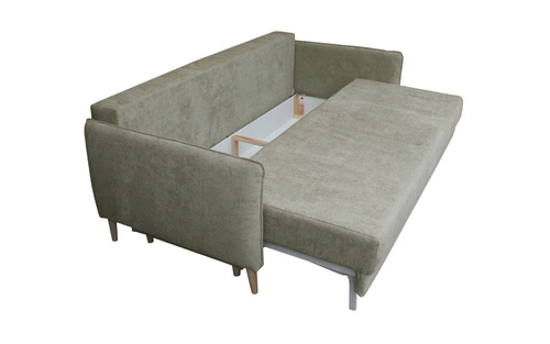 Sofa rozkładana Lika 3 osobowa z funkcją spania i pojemnikiem beżowa do salonu