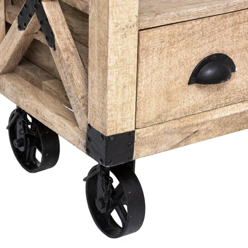 Szafka RTV drewniana Silas 140 cm do salonu nowoczesna rustykalna mango Atmosphera