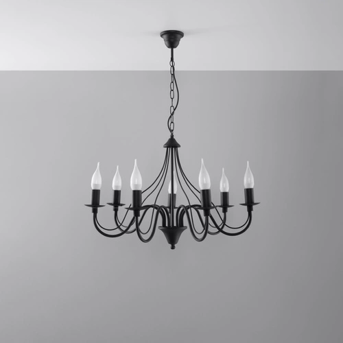 Żyrandol nowoczesny Minerwa 7 czarny metalowy do salonu i jadalni Sollux Lighting