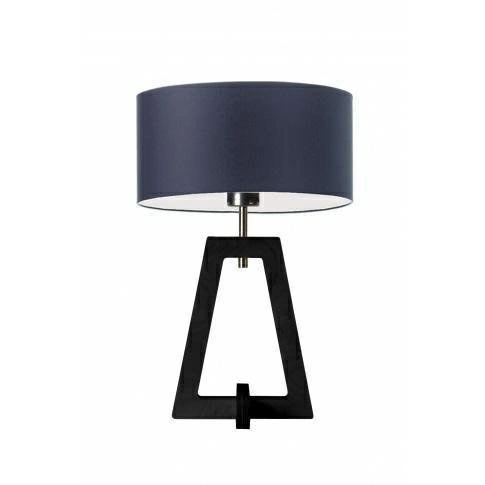 Lampka nocna do sypialni Clio LYSNE granatowa nowoczesna drewniana z abażurem personalizowana