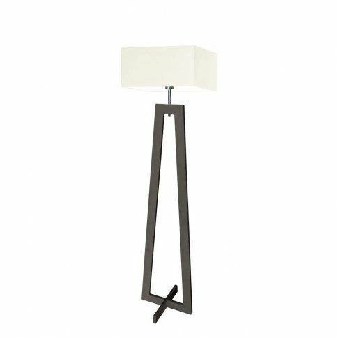 Lampa podłogowa stojąca do salonu Jawa nowoczesna drewniana z abażurem ecru Lysne 138 cm