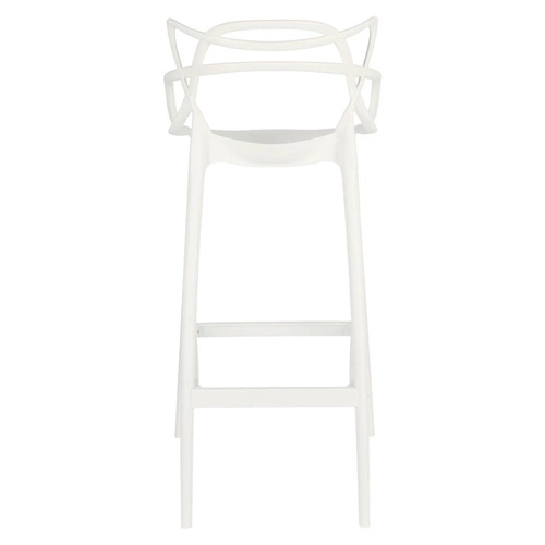 Hoker Lexi biały nowoczesny z oparciem do kuchni i jadalni z tworzywa sztaplowany 75 cm D2.DESIGN