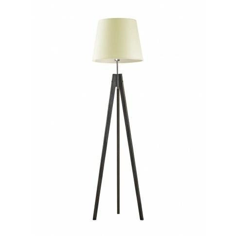 Lampa podłogowa drewniana trójnóg Aruba ecru z abażurem do salonu i sypialni Lysne