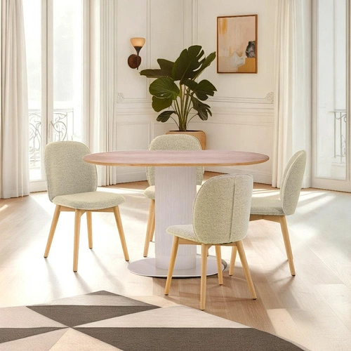 Stół do jadalni Maxim nowoczesny owalny dąb naturalny na czarnej nodze 120x70 cm Intesi