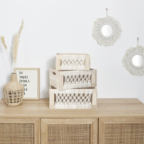 Zestaw 3 skrzynek Gigogne boho plecione