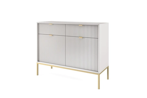 Zestaw mebli do salonu szary/złoty Delicious ryflowane fronty