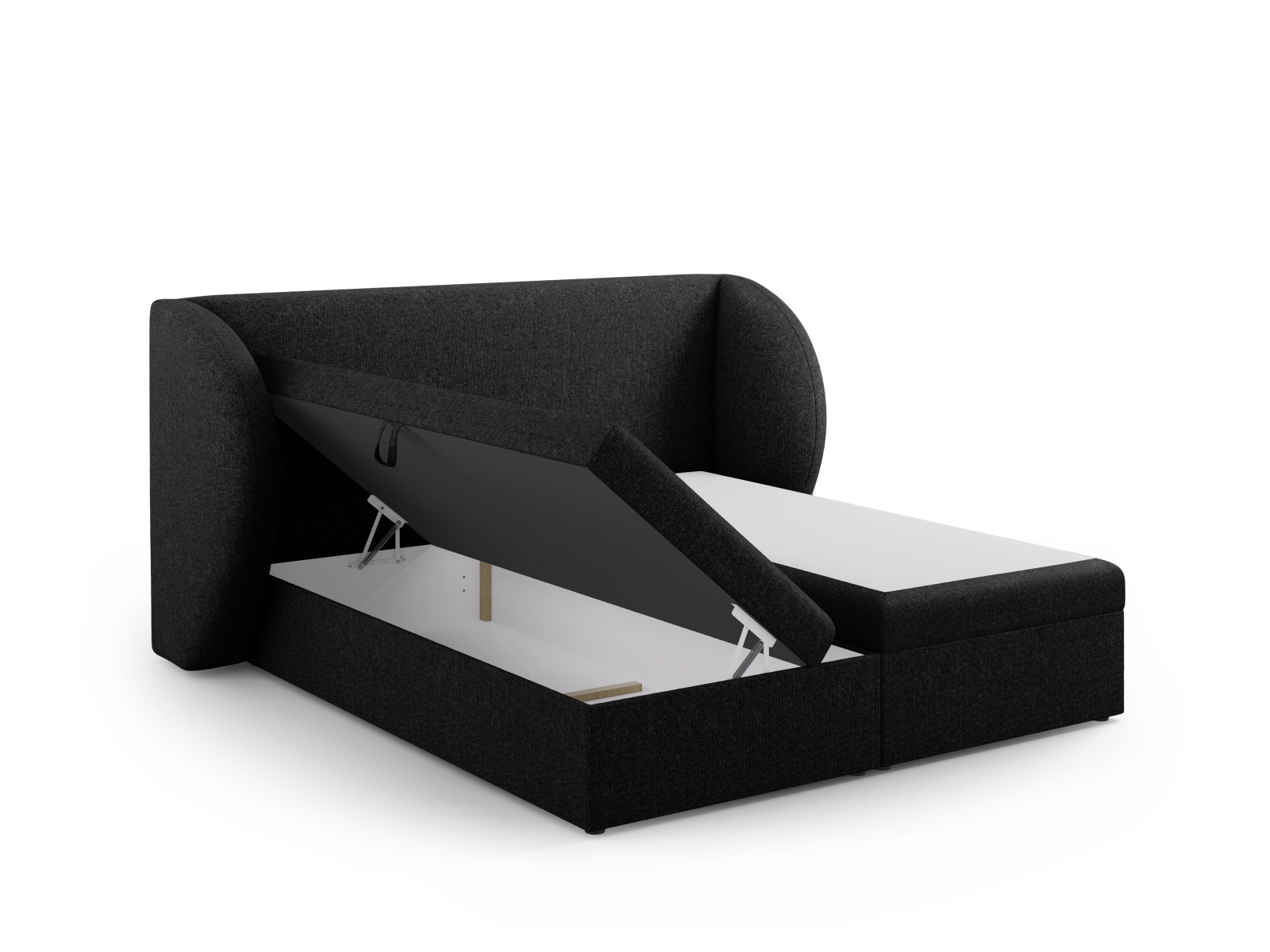 Łóżko tapicerowane Miley 160x200 czarne z pojemnikiem nowoczesne do sypialni