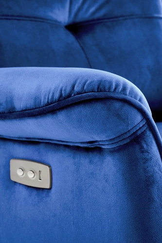Fotel rozkładany Karlin Velvet granatowy elektryczny uszak do salonu welur z USB relax