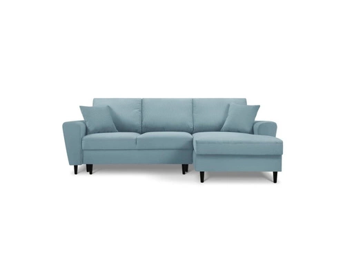 Narożnik z funkcją spania Moghan Light Blue Corduroy Prawostronna kolor nóg czarny