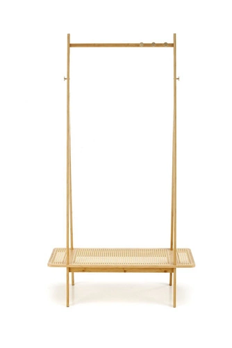 Intesi Boho wieszak stojący do przedpokoju bambusowy z półką rattanową naturalny 168 cm