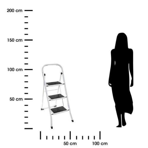 Drabinka składana 3-stopniowa metalowa    biała