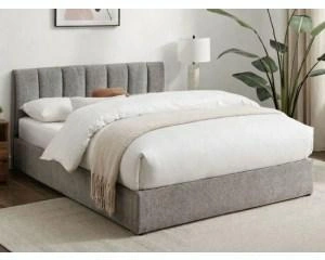 Łóżko tapicerowane Lexington 120x200 szare z pojemnikiem do sypialni