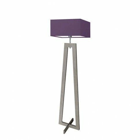 Lampa podłogowa JAWA fioletowa nowoczesna drewniana z abażurem do salonu Lysne 138 cm