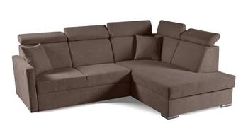 Narożnik z funkcją spania do salonu Mils XL prawostronny nowoczesny brązowy Intesi