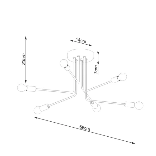 Żyrandol nowoczesny NORAH 6 czarny metalowy do salonu i jadalni 68 cm