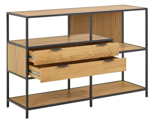 Regał na książki Seaford V loftowy z szufladami dąb dziki/czarny