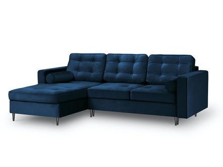 Narożnik z funkcją spania Palais Royal Blue Velvet Lewostronna kolor nóg czarny