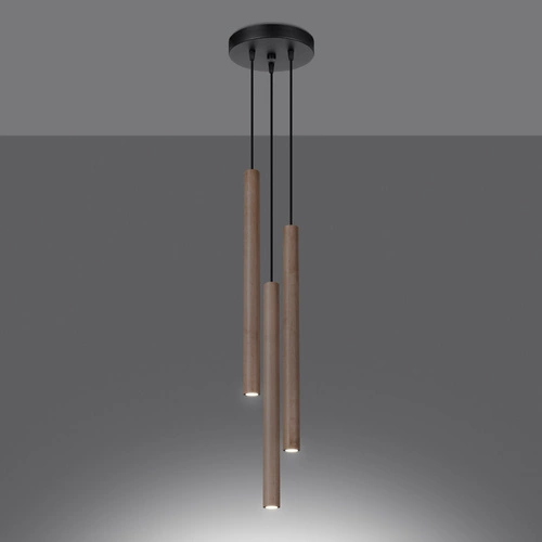 Pastelo nowoczesna lampa wisząca 3-punktowa drewno do salonu i jadalni SOLLUX