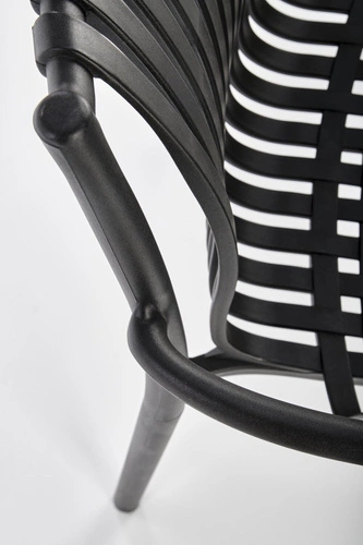 Krzesło ogrodowe Nathan czarne Intesi z tworzywa sztucznego, nowoczesne, łatwe czyszczenie, sztaplowane