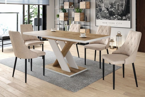 Krzesło tapicerowane Loretta velvet beżowe do jadalni i salonu nowoczesne na czarnych nogach Intesi