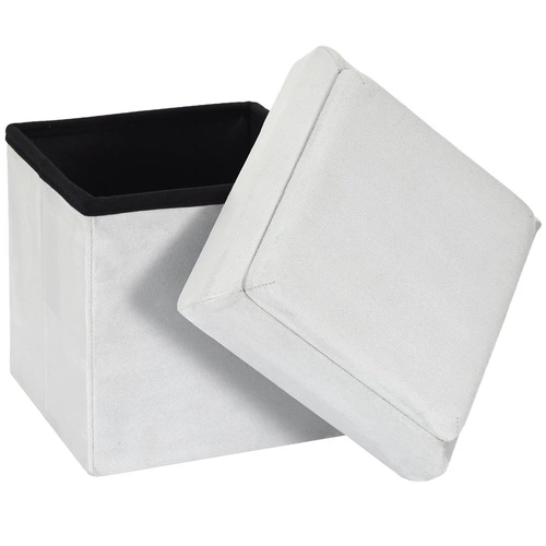 Pufa Legina szara ze schowkiem na zabawki, aksamitna do pokoju dziecięcego, kwadratowa Intesi