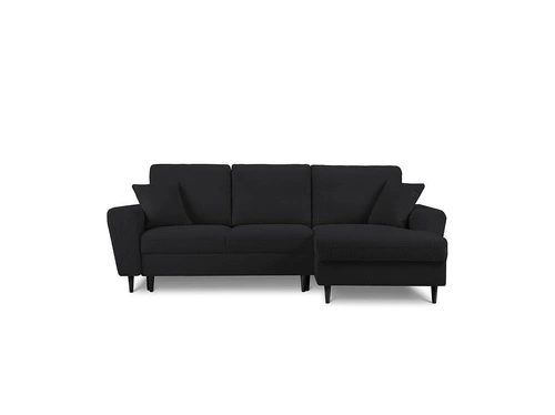 Narożnik z funkcją spania Moghan Black Boucle Prawostronna kolor nóg czarny