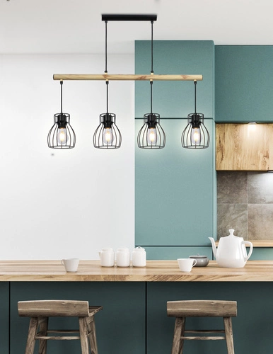 Lampa wisząca Bernita czarna loftowa 4-punktowa do salonu, kuchni lub nad stół