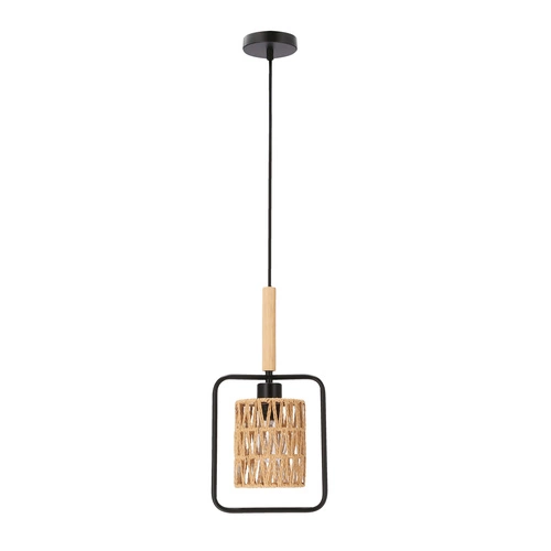 Lampa wisząca Crown czarny 1x40W E27  abażur beżowy