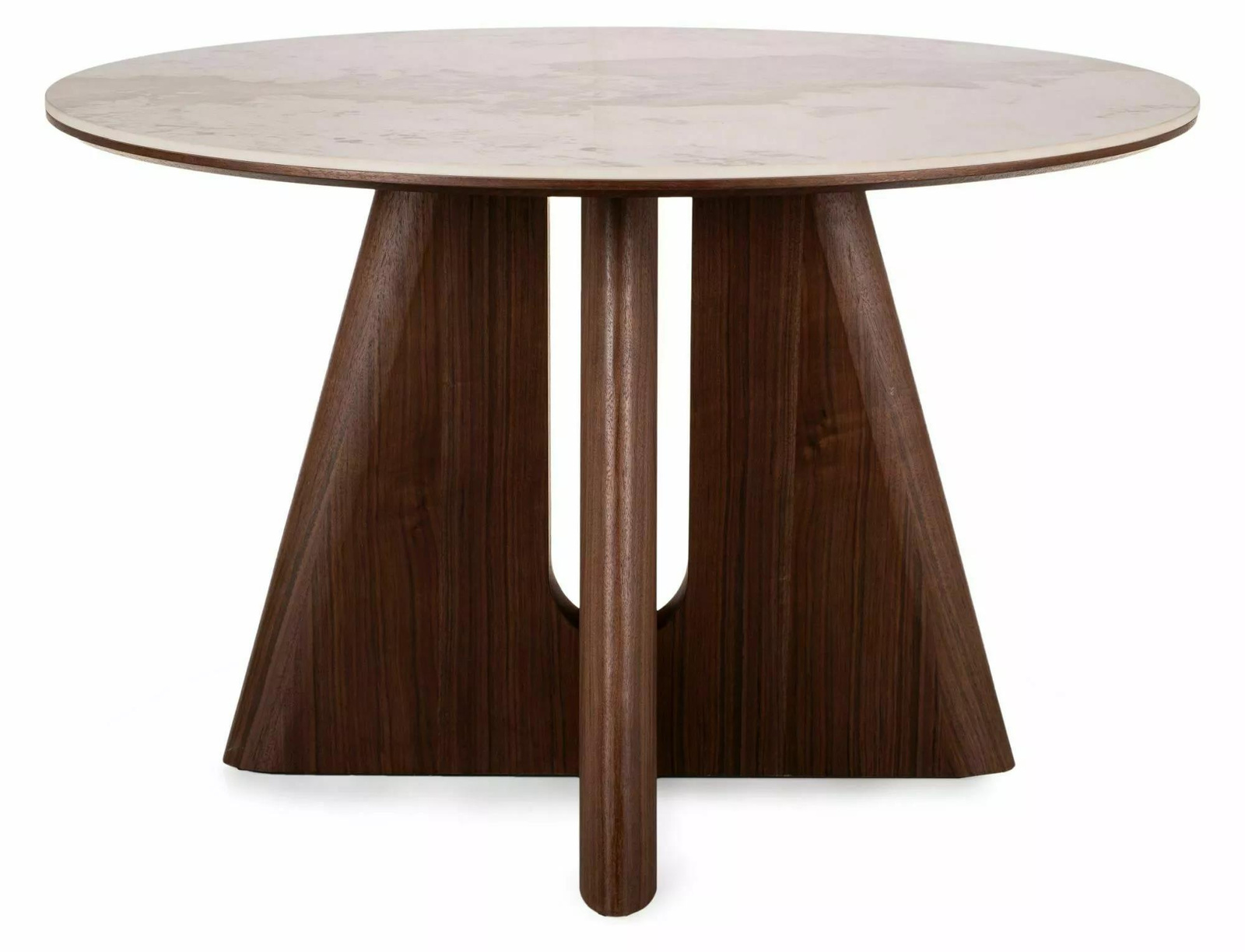 Stół okrągły Leban 120 cm marmur do jadalni nowoczesny orzech