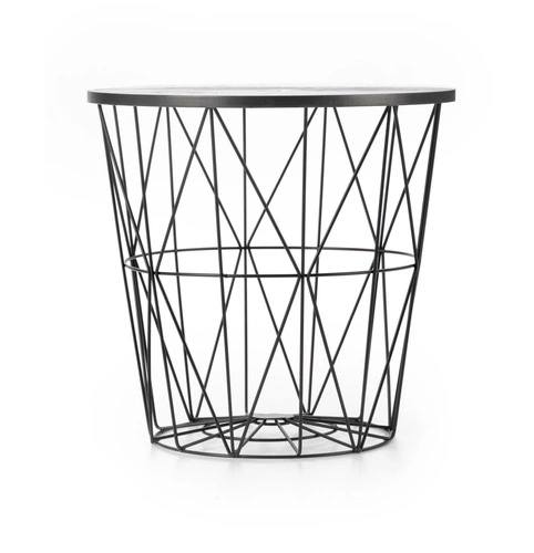 Stolik kawowy Rissa okrągły czarny marmur nowoczesny ze schowkiem do salonu Intesi